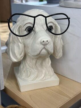 White Ceramic Dog Head Eyeglass Holder